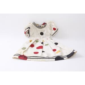 60s Doll Dress, White, Colorful Circles, Short Sleeve, Summer, 12", Doll